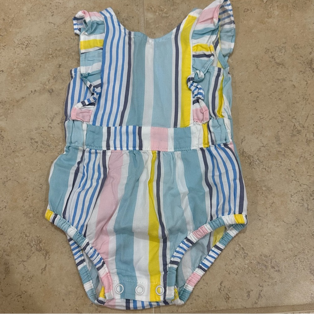 Pastel sun suit bubble with ruffles and snaps for baby girl